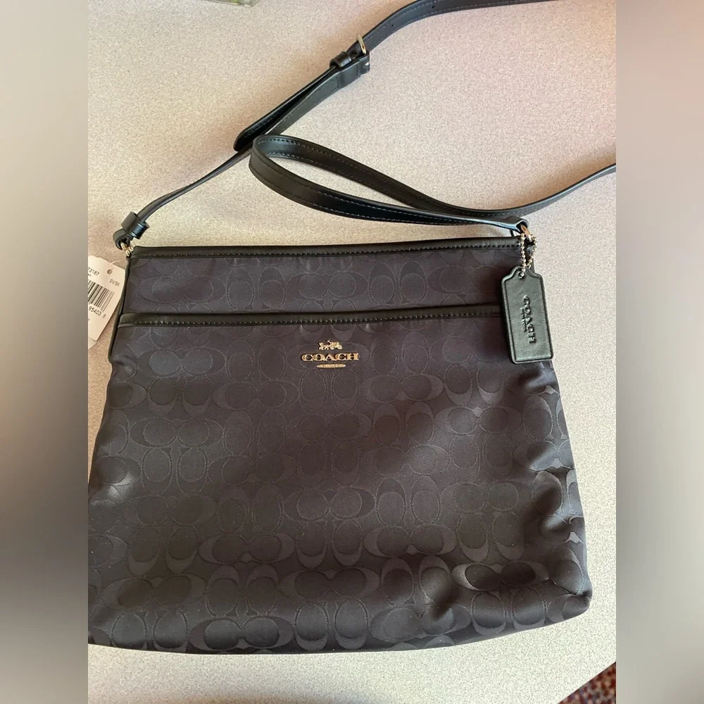 Coach Signature Nylon Zip File Crossbody Bag - Picture 3 of 5